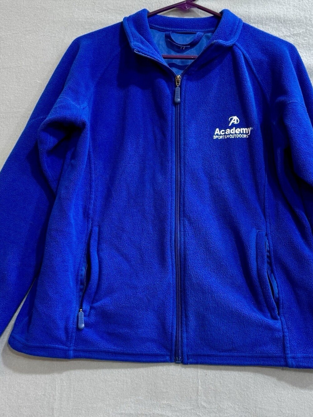 Academy Sports + Outdoors Womens M Blue Full Zip Fleece Jacket Embroidered Logo